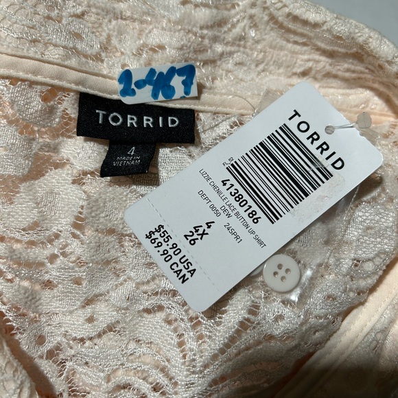Torrid Cream Lace Button-Down Shirt - Picture 9 of 9